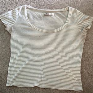 Hollister cream and grey striped crop top